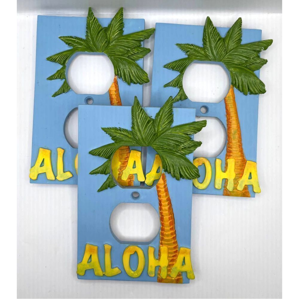 Borders Unlimited Set of 3 Aloha Palm Tree Light Switch‎ Plate Covers